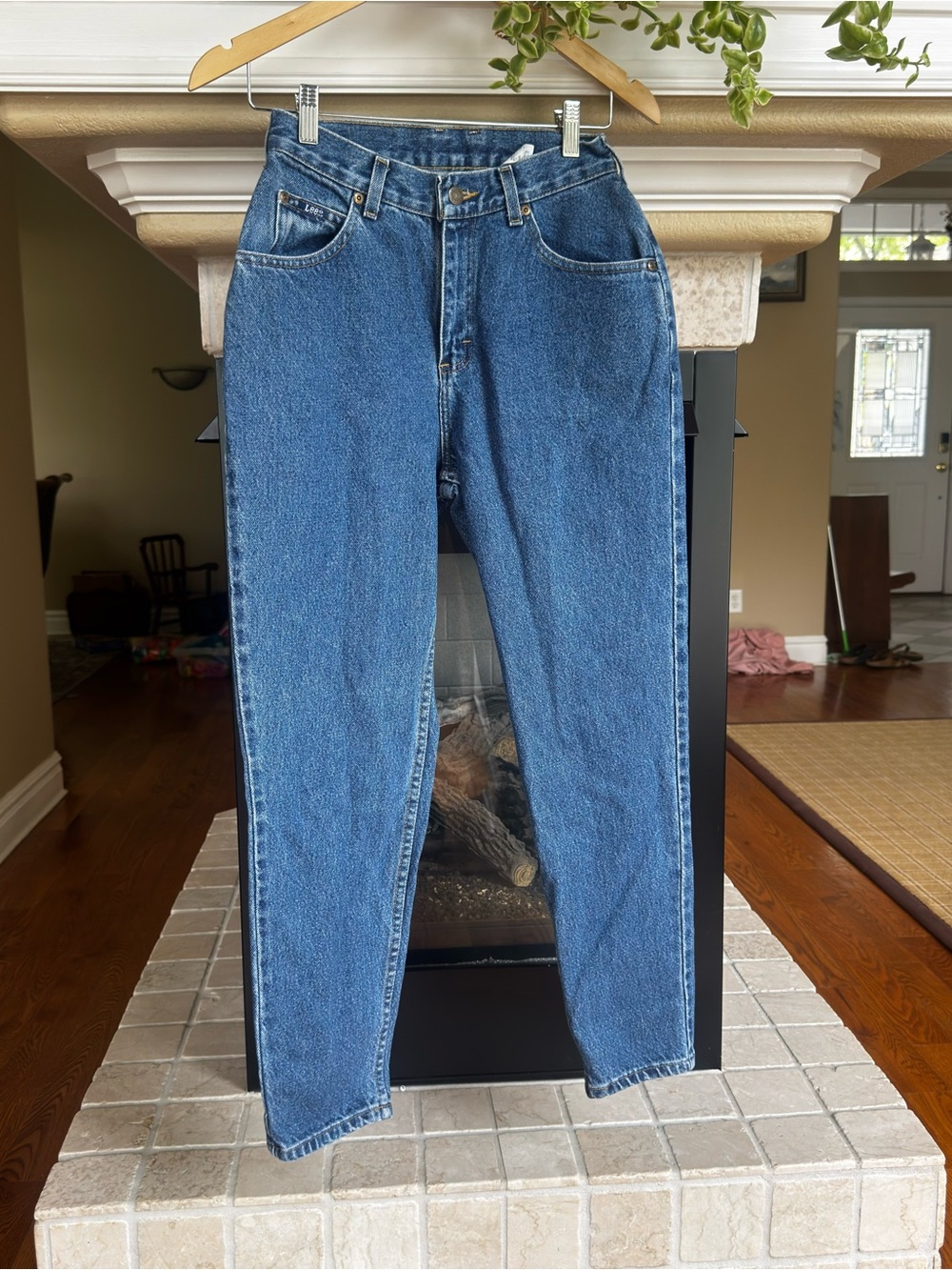 Vintage Lee High Waisted Mom Jeans Blue Denim Tapered Leg 90s